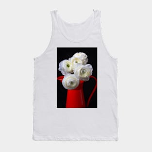 White Ranunculus In Orange Pitcher Tank Top